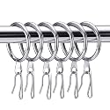 Hotop 30 Pcs Metal Curtain Rings with Hooks,Silver,25 Mm