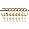 Hotop 30 Pcs Metal Curtain Rings with Hooks,Gold,25 Mm