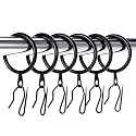 Hotop 30 Pcs Metal Curtain Rings with Hooks,Black,42 Mm