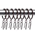 Hotop 30 Pcs Metal Curtain Rings with Hooks,Brown,25 Mm