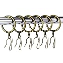 Hotop 30 Pcs Metal Curtain Rings with Hooks,Oil-Rubbed Bronze,42mm