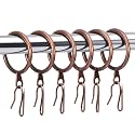Hotop 30 Pcs Metal Curtain Rings with Hooks,Red Bronze,32 Mm