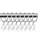 Hotop 30 Pcs Metal Curtain Rings with Hooks,Matte Silver,42mm
