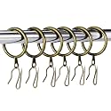 Hotop 30 Pcs Metal Drapery Curtain Rings with Hooks,Oil-Rubbed Bronze,32 Mm