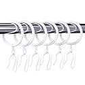 Hotop 30 Pcs Metal Drapery Curtain Rings with Hooks,White,32 Mm