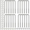 12 Pcs 304 Stainless Steel Square U-Bolt, 1/2 D x 3 1/16 W x 7 5/16 Inch