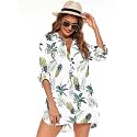 HOTOUCH Women Boyfriend Shirts Button Down Long Sleeve Blouse Cuffed Sleeve Collared Shirt