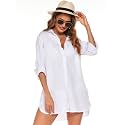 HOTOUCH Women Boyfriend Shirts Button Down Long Sleeve Blouse Cuffed Sleeve Collared Shirt
