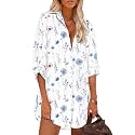 HOTOUCH Women Boyfriend Shirts Button Down Long Sleeve Blouse Cuffed Sleeve Collared Shirt