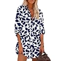 HOTOUCH Women Boyfriend Shirts Button Down Long Sleeve Blouse Cuffed Sleeve Collared Shirt