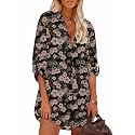 HOTOUCH Women Boyfriend Shirts Button Down Long Sleeve Blouse Cuffed Sleeve Collared Shirt