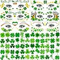 Hotoyannia 120+ PCS Glitter St Patrick's Day Face Tattoos Stickers, Two Sizes Glitter Body Jewelry Lucky Shamrock Clover Tattoos, St. Patrick's Day Accessories Temporary Tattoos for Irish Party