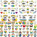 Hotoyannia 135+ PCS Pride Rainbow Face Tattoos, Include Two Sizes Pride Face Temporary Tattoos Stickers for Gay Pride Equality Parades Celebrations Pride Festival, Rainbow Arts and Crafts