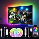 LED Lights for 32-65In TV, 2x13Ft RGB LED Strip Lights for TV Backlight, App Control Music Sync Strips Light, USB Bias LED Lighting Strip Behind Monitor for Bedroom Kitchen PC Gaming Room Desk