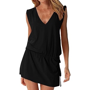 hount women39s beach swimsuit cover up deep v-neck short mini dress beach skirt