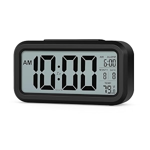 hournor digital alarm clock with large led display temperature monitor usb powered adjustable brightness snooze alarm modern desk clock 1 black alarm clock