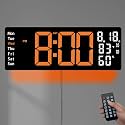 Hournor Digital Alarm Clock with Large LED Display, Temperature Monitor, USB Powered, Adjustable Brightness, Snooze Alarm, Modern Desk Clock (Wall Clock Orange)