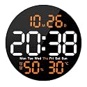 Hournor Digital Alarm Clock with Large LED Display, Temperature Monitor, USB Powered, Adjustable Brightness, Snooze Alarm, Modern Desk Clock (Round Large Clock)