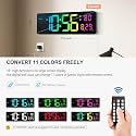 Hournor Rainbow Digital Alarm Clock with Large LED Display, Temperature Monitor, USB Powered, Adjustable Brightness, Snooze Alarm, Modern Desk Clock (RGB Wall Clock)