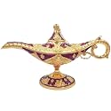 Hourwof Vintage Aladdin Magic Genie Lamp,Arabian Nights Costume Prop Lamp for Wedding Theme Party,Legend Wishing Light for Home Tabletop Decor Halloween Christmas Birthday Gift,Large Purple
