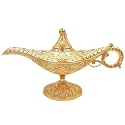 Hourwof Vintage Aladdin Magic Genie Lamp,Arabian Nights Costume Prop Lamp for Wedding Theme Party,Legend Wishing Light for Home Tabletop Decor Halloween Christmas Birthday Gift,Large Gold
