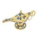 Hourwof Vintage Aladdin Magic Genie Lamp,Arabian Nights Costume Prop Lamp for Wedding Theme Party,Legend Wishing Light for Home Tabletop Decor Halloween Christmas Birthday Gift,Small Blue