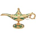 Hourwof Vintage Aladdin Magic Genie Lamp,Arabian Nights Costume Prop Lamp for Wedding Theme Party,Legend Wishing Light for Home Tabletop Decor Halloween Christmas Birthday Gift,Large Green