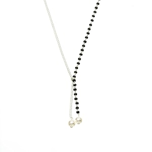 aadyaa 925 silver mangalsutra for women  half amp half silverpearl mangalsutra jewellery with elegant black beads amp pearls modern traditional fusion  silver gift for women