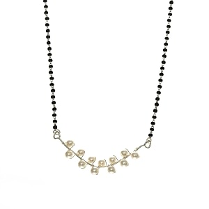 house of aadyaa pearls mangalsutra  handmade 925 silver jewelry with black beads  classic elegance for modern women