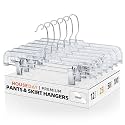 HOUSE DAY 14'' Clear Skirt Hangers with Clips 25 Pack, Plastic Pant Hangers