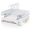 HOUSE DAY 14 Inch Clear Pants Hangers with Clips 12 Pack, Skirt Hangers