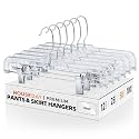 HOUSE DAY 50 Pack Clear Skirt Hangers with Clips, 14'' Clip Hangers