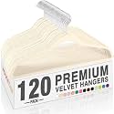 HOUSE DAY Ivory Velvet Hangers 120 Pack, Premium Non Slip Clothes Hanger