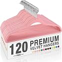 HOUSE DAY Lt-Pink Velvet Hangers 120 Pack, Premium Non Slip Clothes Hanger