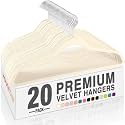 HOUSE DAY Premium Velvet Clothes Hangers Non-Slip Flocked Felt Hangers Heavy Duty Durable Coat and Suit Hanger, Vibrant Color Slim Lightweight Space Saving Hanger (20 Pack, Ivory)