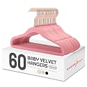 HOUSE DAY Velvet Baby Hangers for Closet, Kids Hangers Velvet 60 Pack, Non Slip Toddler Hanger 11.8 Inch, Durable Childrens Hanger for Newborn Baby Clothes- Blush Pink