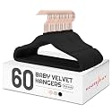 HOUSE DAY Velvet Baby Hangers for Closet, Kids Hangers Velvet 60 Pack, Non Slip Toddler Hanger 11.8 Inch, Durable Childrens Hanger for Newborn Baby Clothes- Black