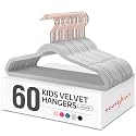 HOUSE DAY Velvet Kids Hangers 60 Pack, Premium Childrens Hangers for Closet, Ultra Thin Cute Hangers Kids Clothes Hanger, Non Slip Kids Felt Hangers 14 Inch, Small Hangers for Kids Clothes, Grey
