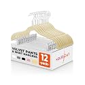 HOUSE DAY Velvet Skirt Hangers 12 Pack, Beige Velvet Pant Hangers