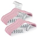 HOUSE DAY Velvet Skirt Hangers 24 Pack, Velvet Hangers with Clips- Pink