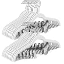 HOUSE DAY Velvet Skirt Hangers 24 Pack, White Velvet Hanger with Adjustable Clips, Space Saving Slim Pant Hangers, Heavy Duty Non Slip Clip Hanger for Pants, Skirts, Shorts