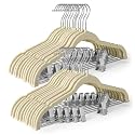 HOUSE DAY Velvet Skirt Hangers 36 Pack, Beige Hangers with Adjustable Clips