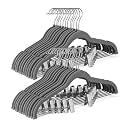 HOUSE DAY Velvet Skirt Hangers 36 Pack, Grey Hangers with Adjustable Clips