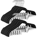 HOUSE DAY Velvet Skirt Hangers 48 Pack, Black Hanger with Adjustable Clips