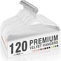 HOUSE DAY White Velvet Hangers 120 Pack, Premium Non Slip Clothes Hanger