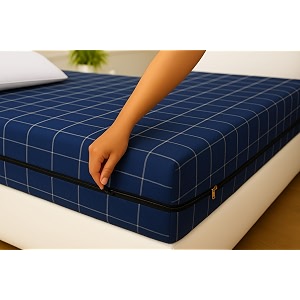 house fox 25x6 cotton mattress cover single bed 72x30x6 inch with zipper non-shrink heavy fabric  strong zip with metal lock  interlocked stitching  360 degree fully covered