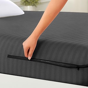 house fox 3x6 cotton mattress cover single bed 72x36x4 inch with zipper non-shrink heavy fabric  strong zip with metal lock  interlocked stitching  360 degree fully covered