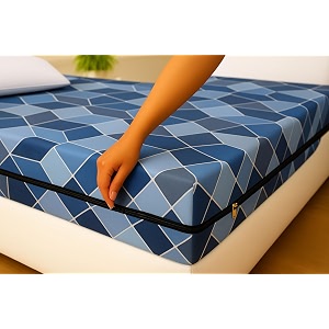 house fox 3x625 cotton mattress cover single bed 75x36x6 inch with zipper non-shrink heavy fabric  strong zip with metal lock  interlocked stitching  360 degree fully covered