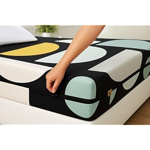 house fox 25x6 cotton mattress cover single bed 72x30x6 inch with zipper non-shrink heavy fabric  strong zip with metal lock  interlocked stitching  360 degree fully covered