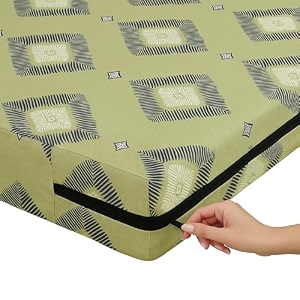 house fox 25x6 cotton mattress cover single bed 72x30x6 inch with zipper non-shrink heavy fabric  strong zip with metal lock  interlocked stitching  360 degree fully covered